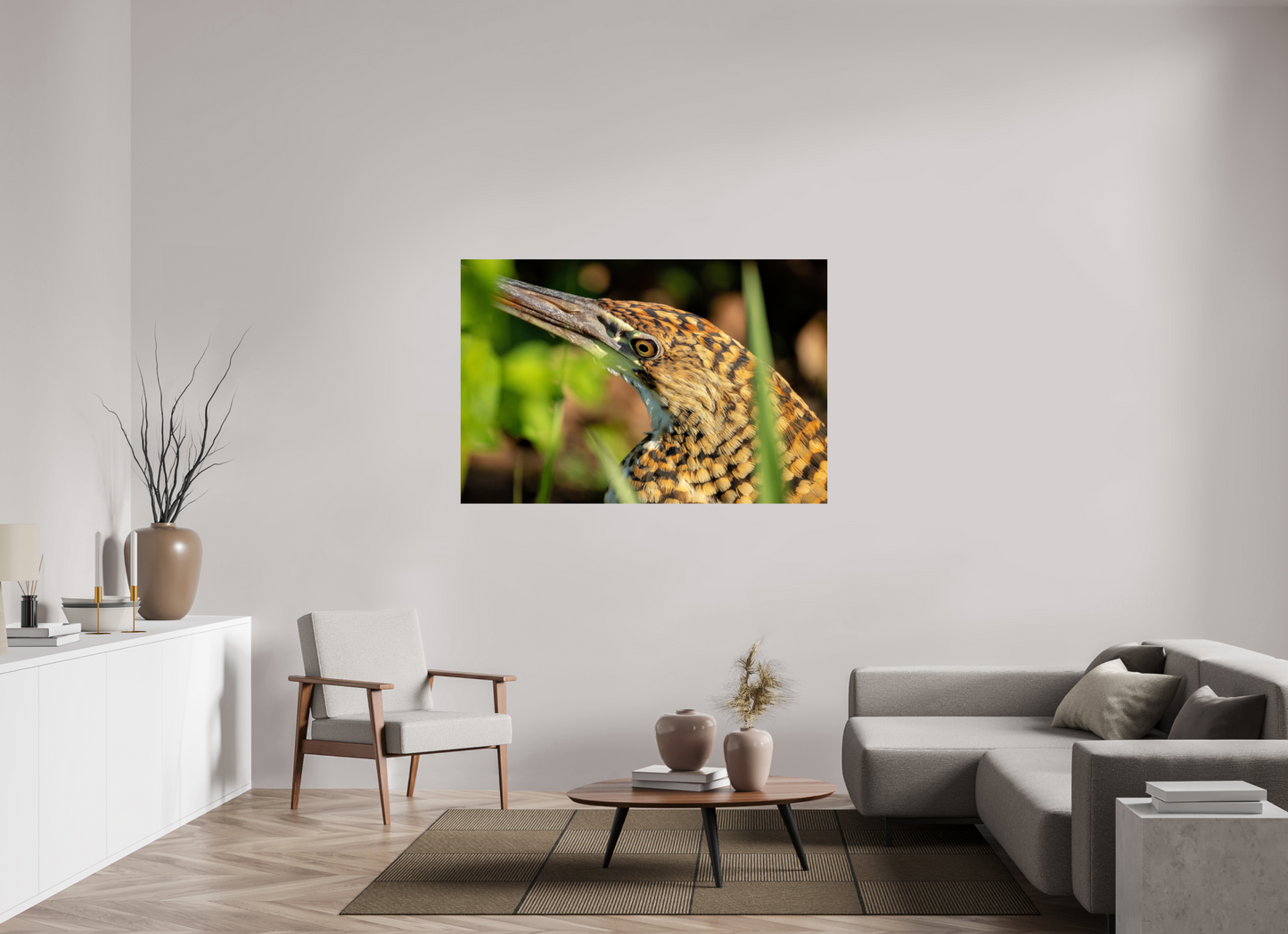 150 x 100 cm, Smooth Glossy tiger heron hunting 2