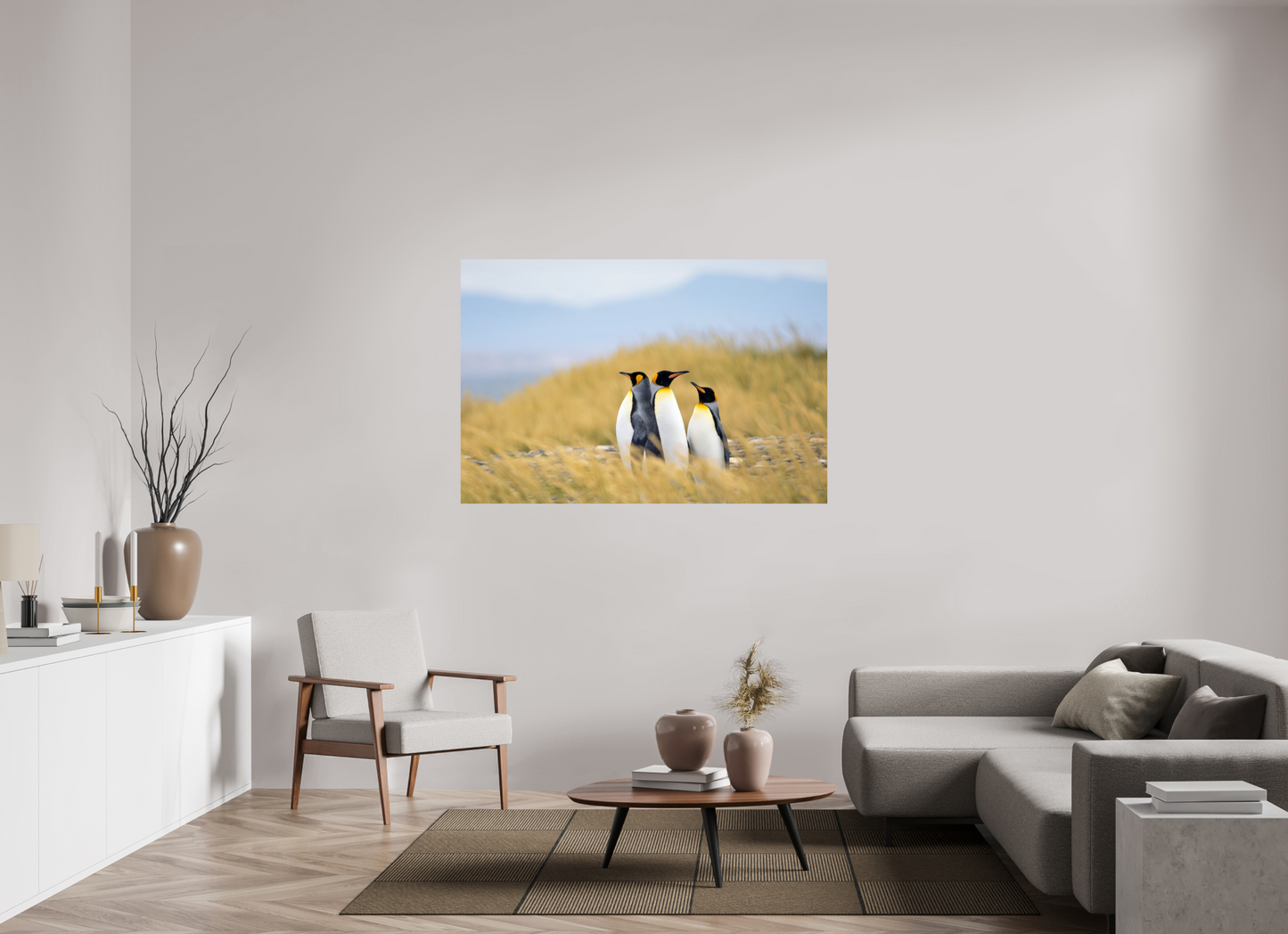 150 x 100 cm, Smooth Gloss Penguins in the grass