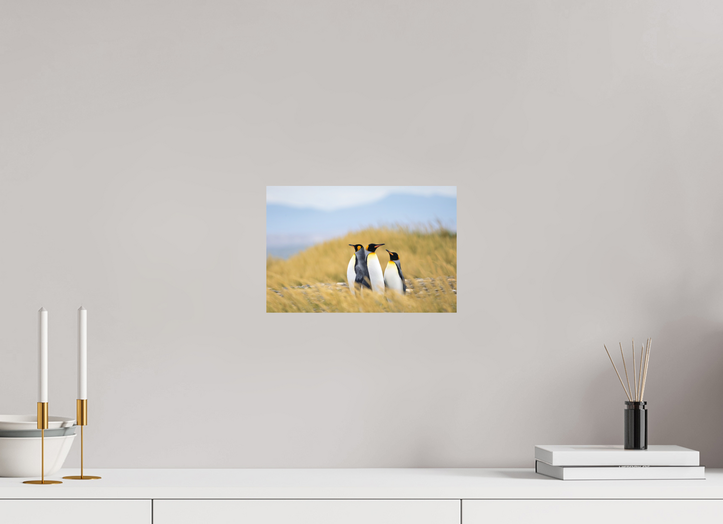30 x 20 cm, Textured Matte Penguins in the grass
