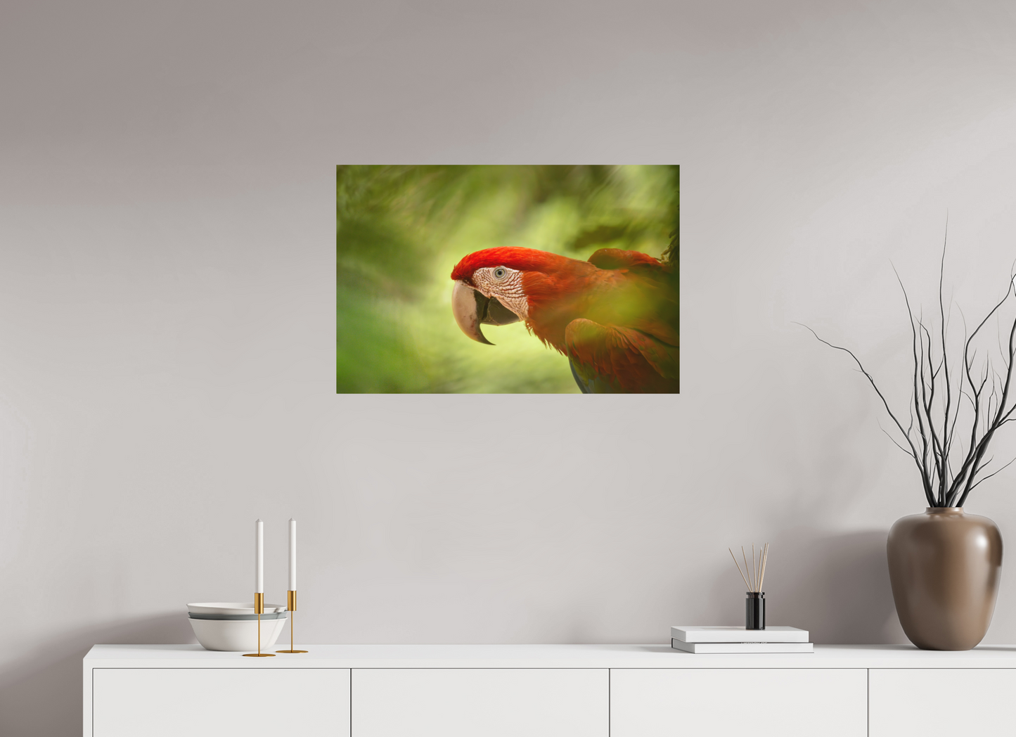 75 x 50 cm, Textured Matte Macaw in the tree