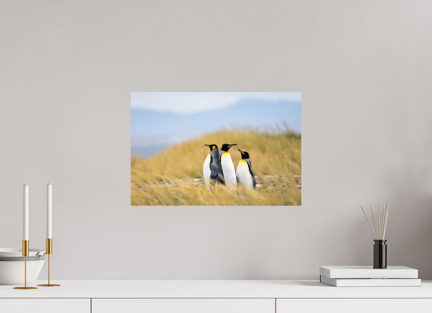 45 x 30 cm, Smooth Gloss Penguins in the grass