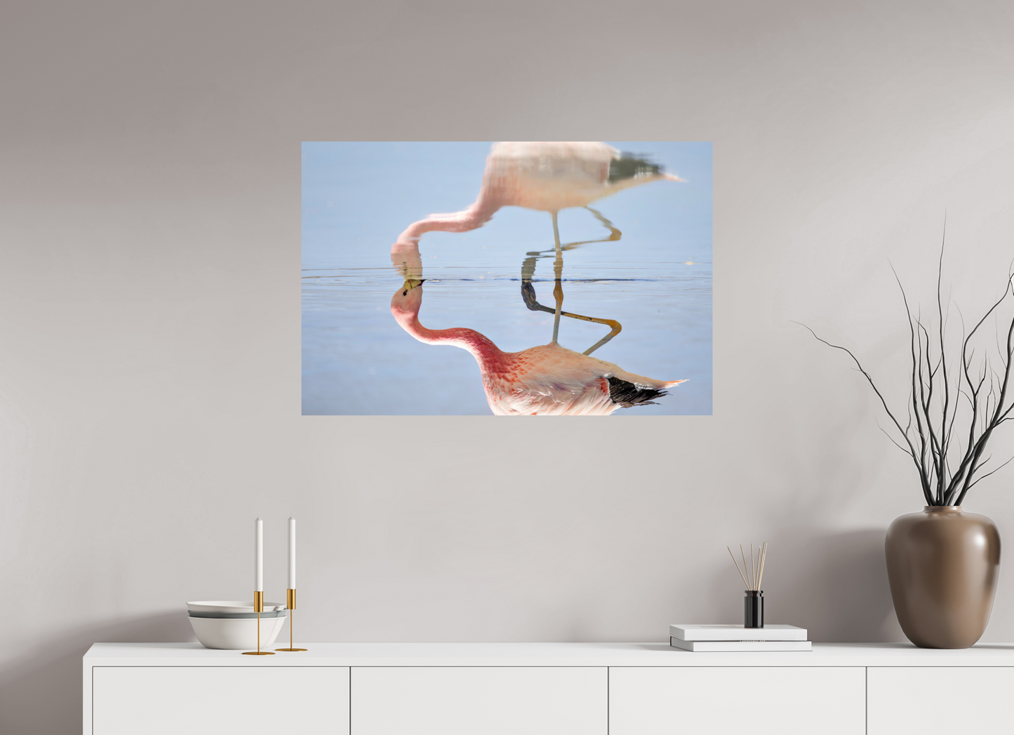 90 x 60 cm, Smooth Glossy Flamingo Flamingo