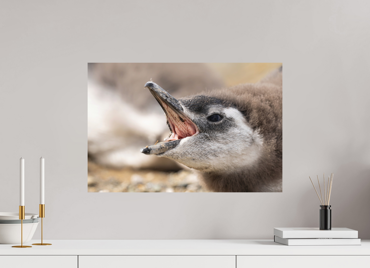 60 x 40 cm, Textured Matte Penguins call