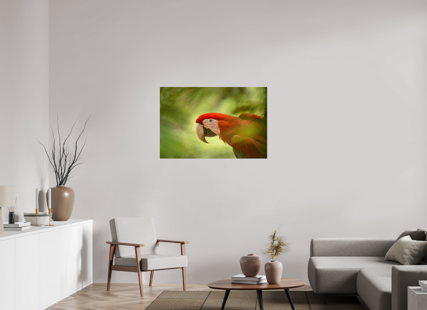 105 x 70 cm, Smooth Glossy Macaw in the tree