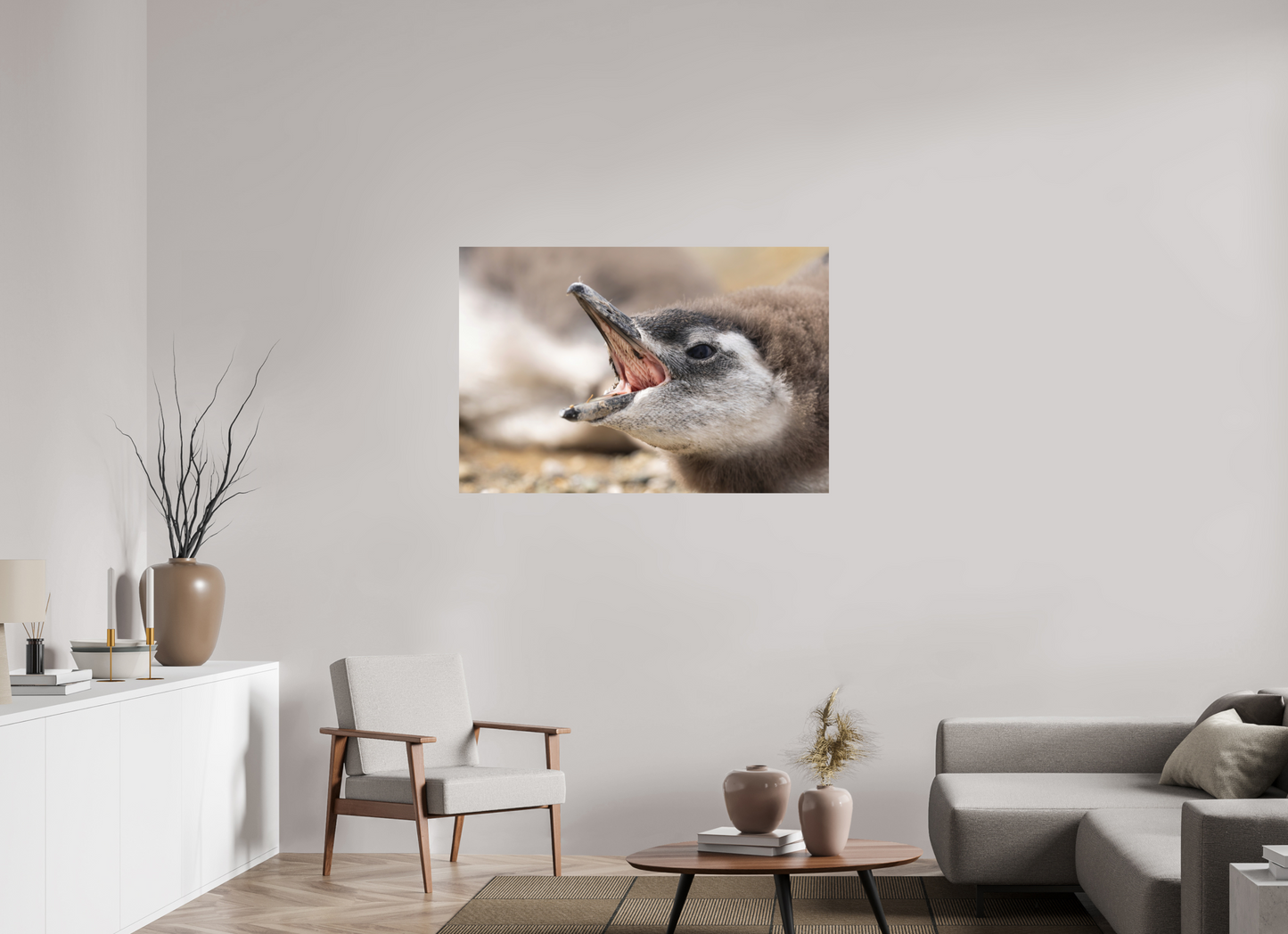 120 x 80 cm, Textured Matte Penguins call