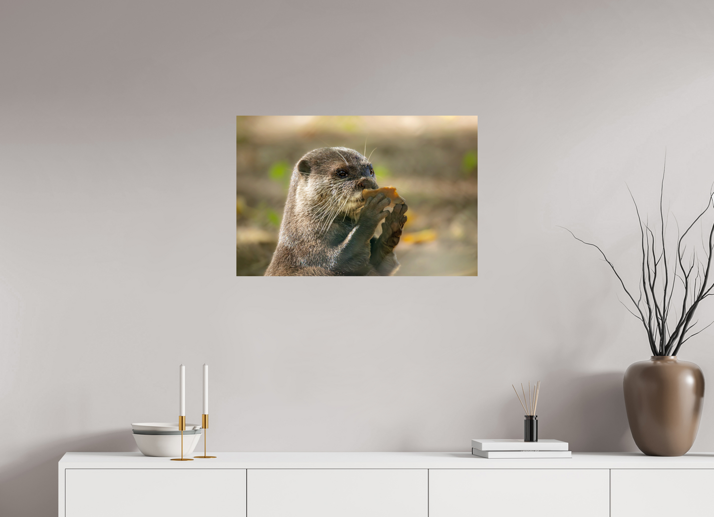 75 x 50 cm, Smooth Glossy otter with rock