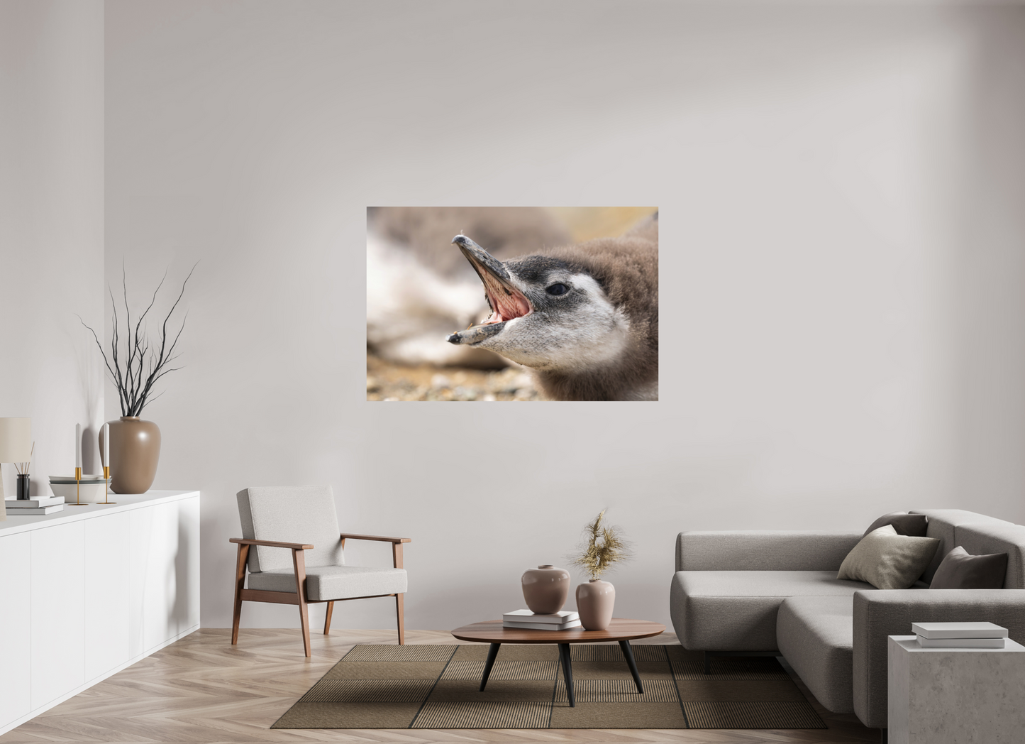 150 x 100 cm, Textured Matte Penguins call