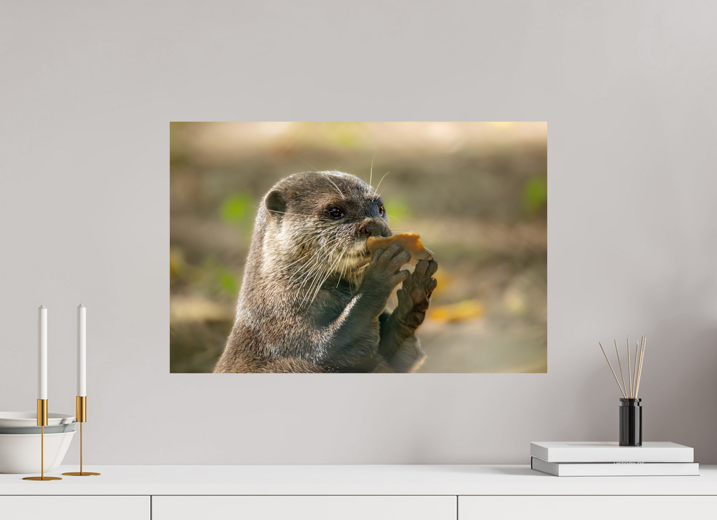 60 x 40 cm, Smooth Glossy otter with rock