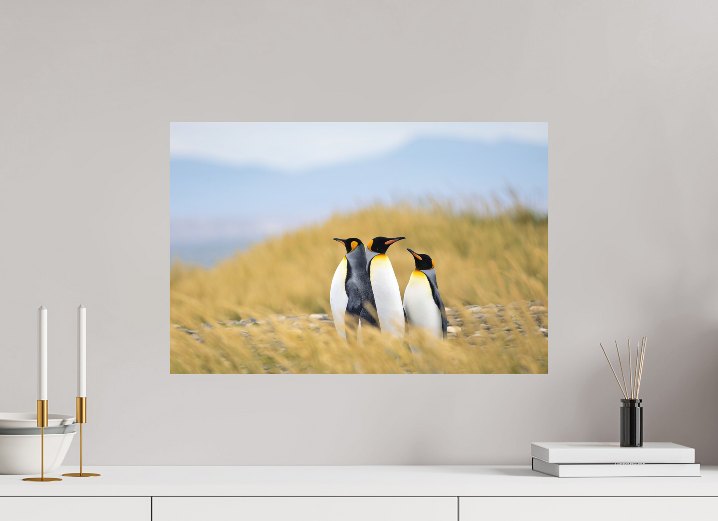 60 x 40 cm, Textured Matte Penguins in the grass