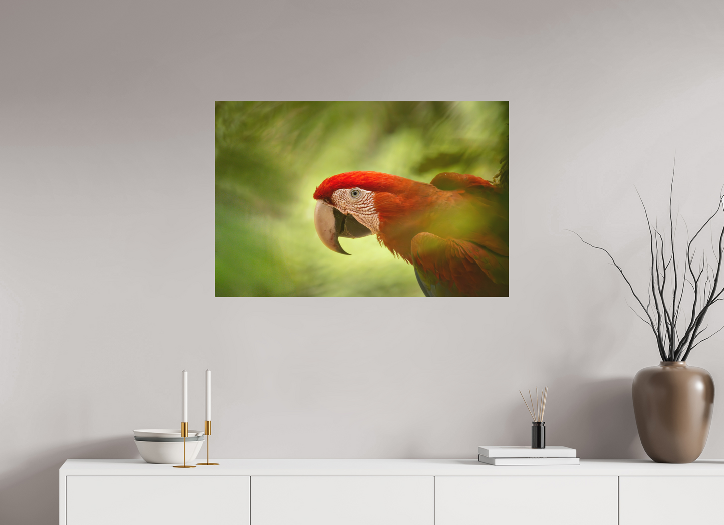 90 x 60 cm, Textured Matte Macaw in the tree