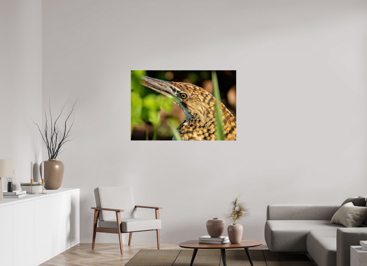 120 x 80 cm, Smooth Glossy tiger heron hunting 2