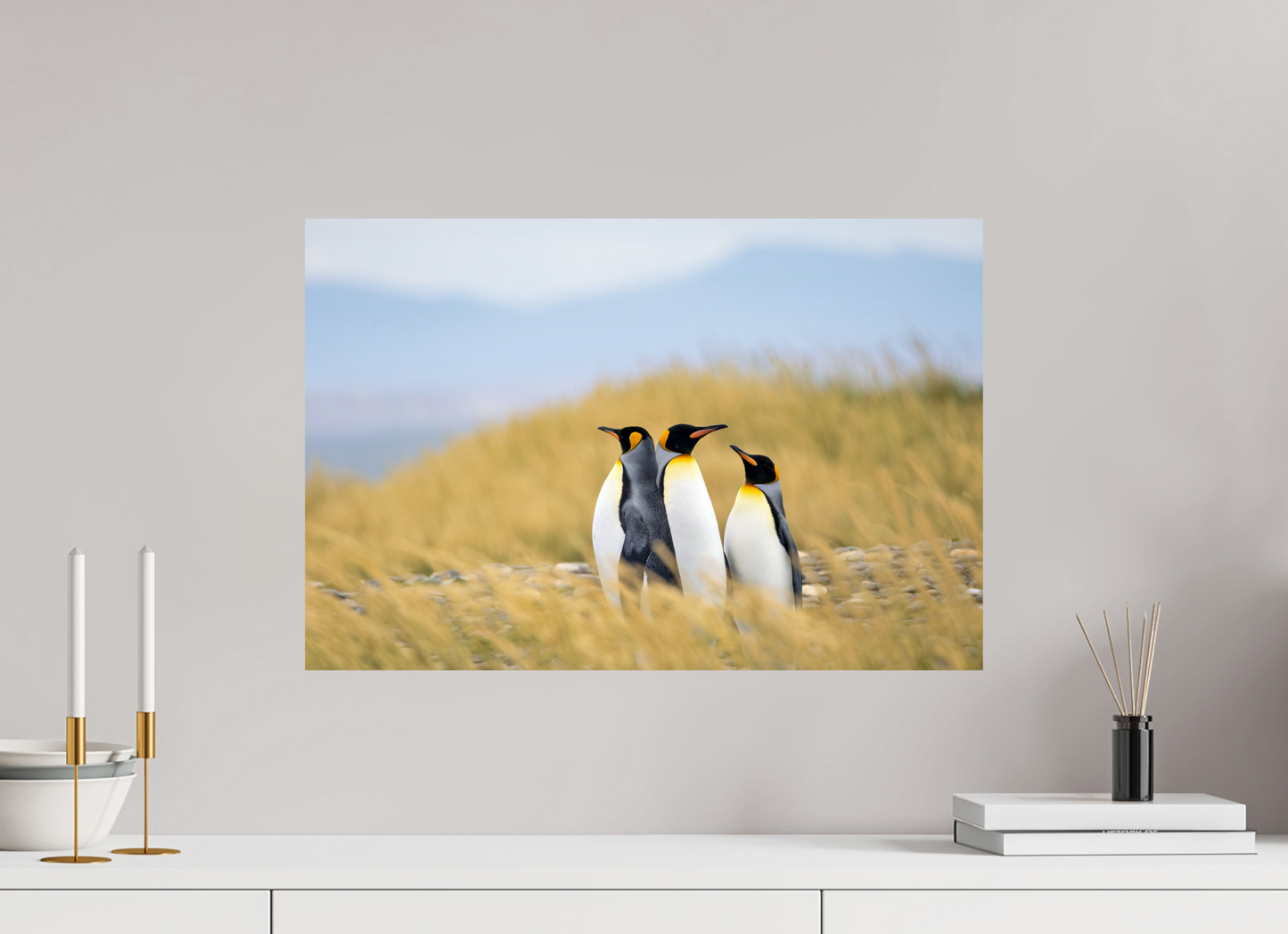 60 x 40 cm, Smooth Gloss Penguins in the grass