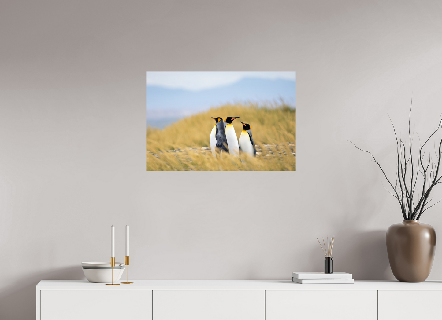 75 x 50 cm, Smooth Gloss Penguins in the grass