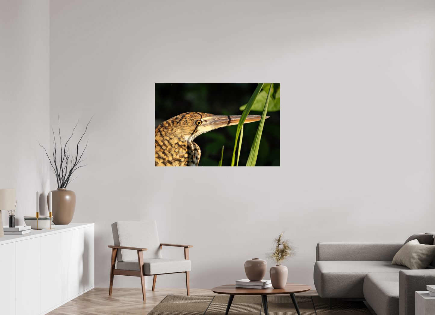 120 x 80 cm, Smooth Glossy tiger heron hunting