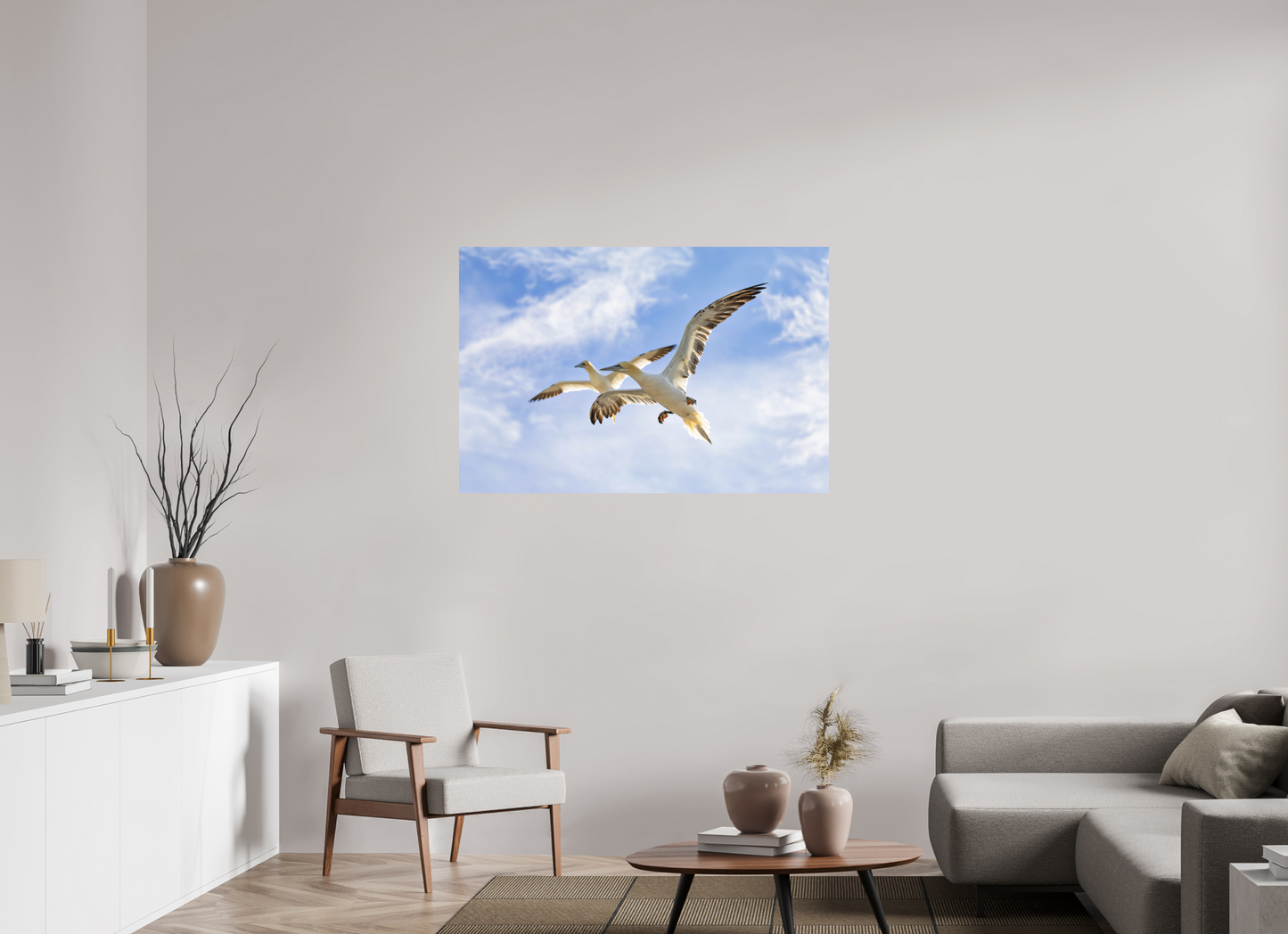120 x 80 cm, Textured Matte Soaring Seabirds
