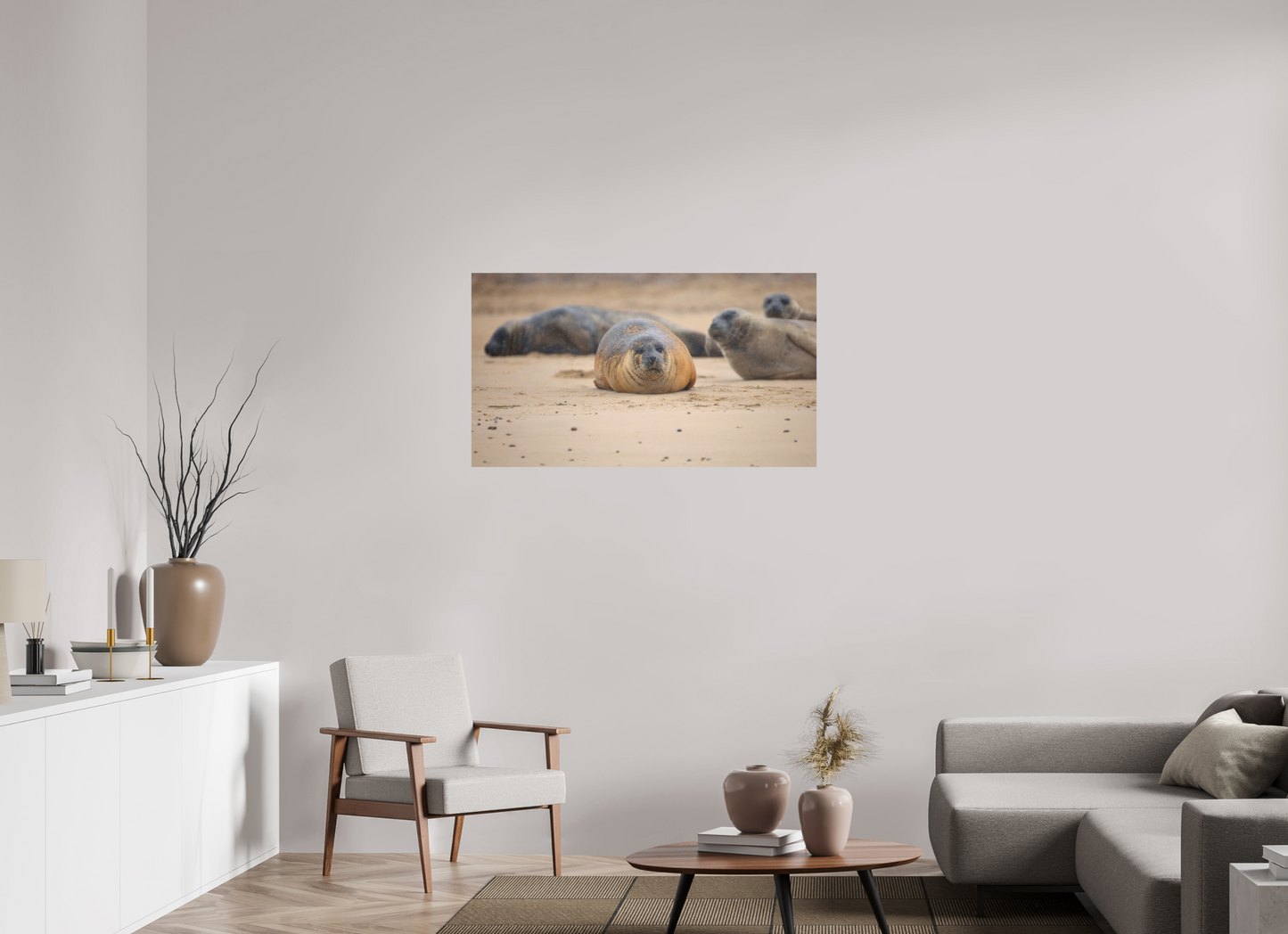 112 x 63 cm, Smooth Glossy seals in the rain