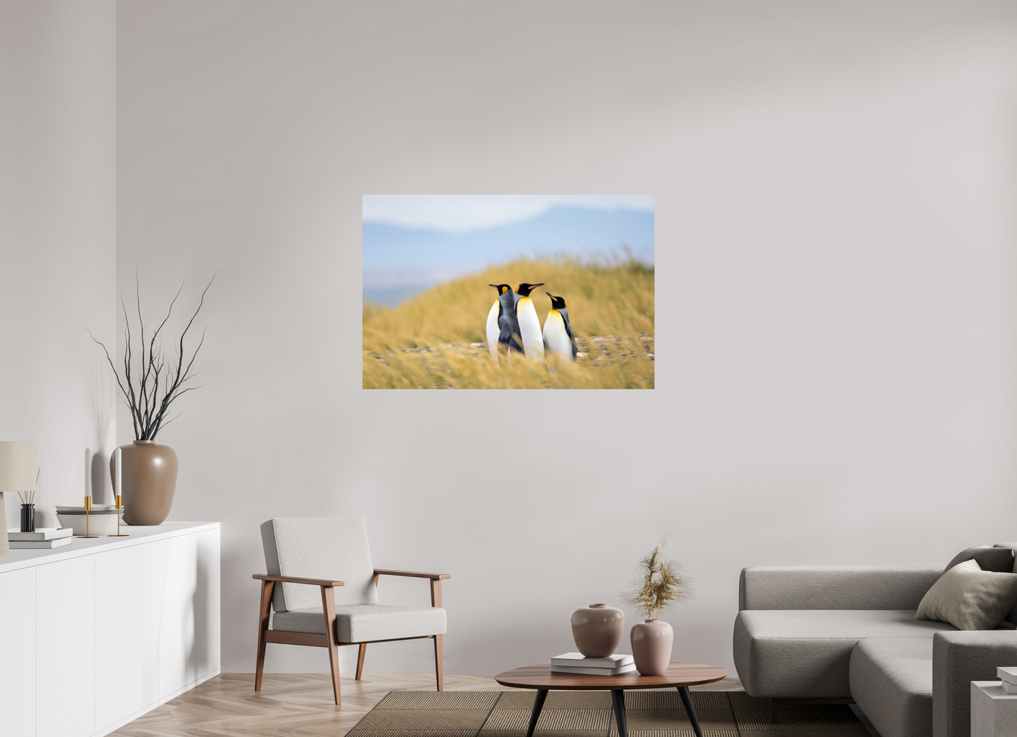 120 x 80 cm, Smooth Gloss Penguins in the grass