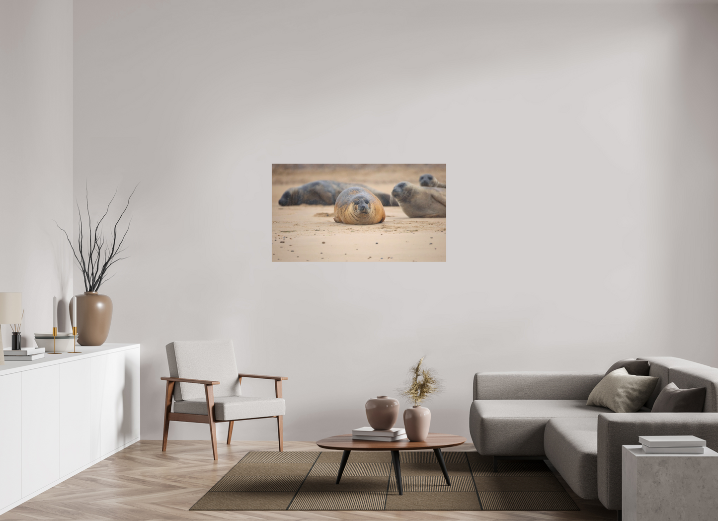 128 x 72 cm, Textured Matte seals in the rain