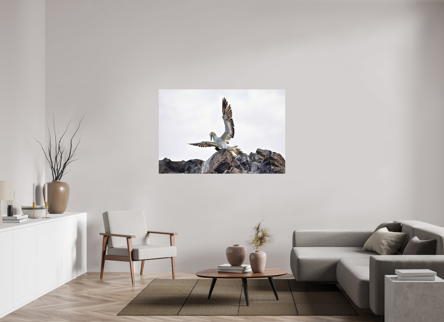 150 x 100 cm, Textured Matte gannet landing