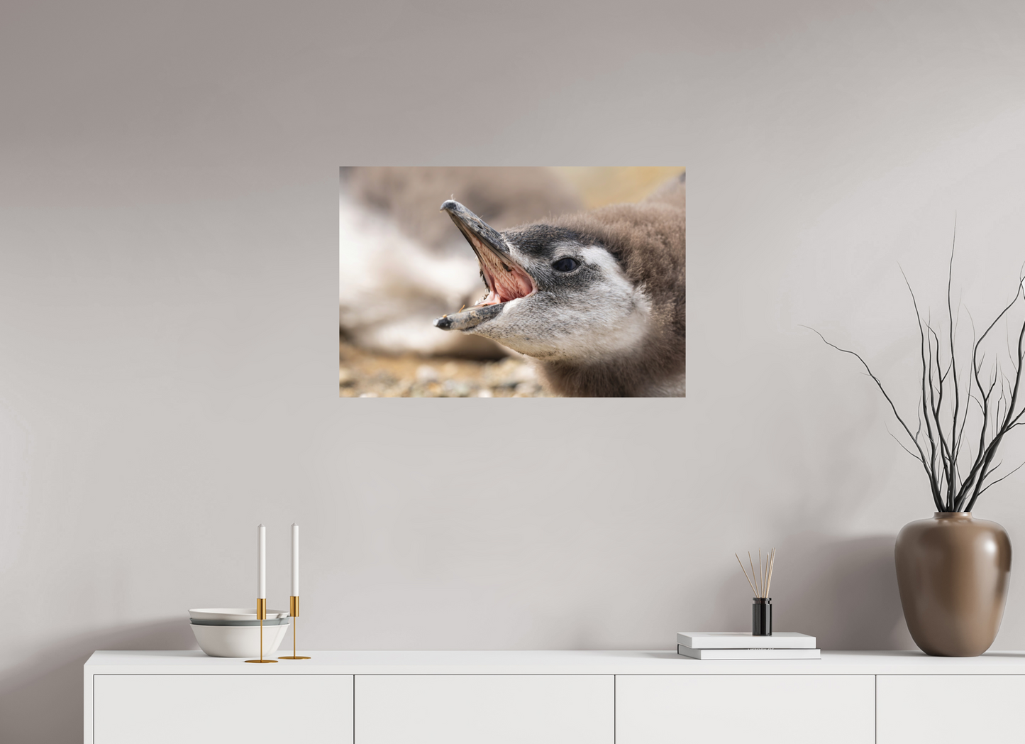 75 x 50 cm, Textured Matte Penguins call