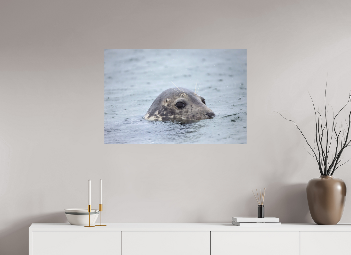 90 x 60 cm, Textured Matte seal in the rain 3