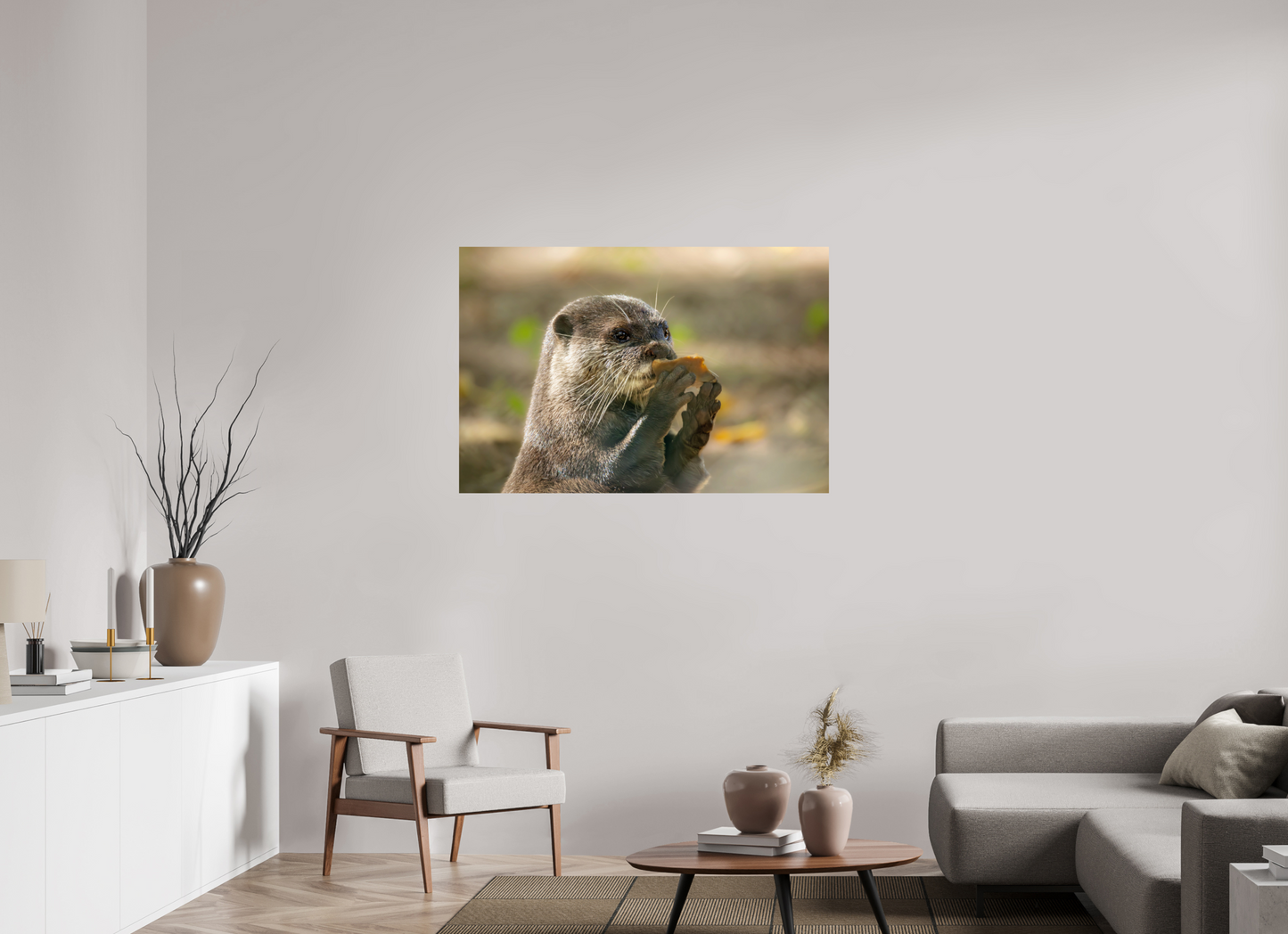 120 x 80 cm, Smooth Glossy otter with rock