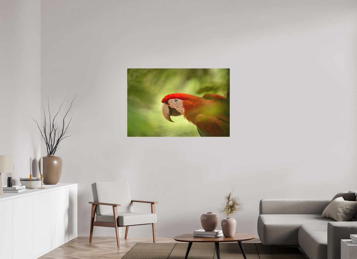120 x 80 cm, Textured Matte Macaw in the tree