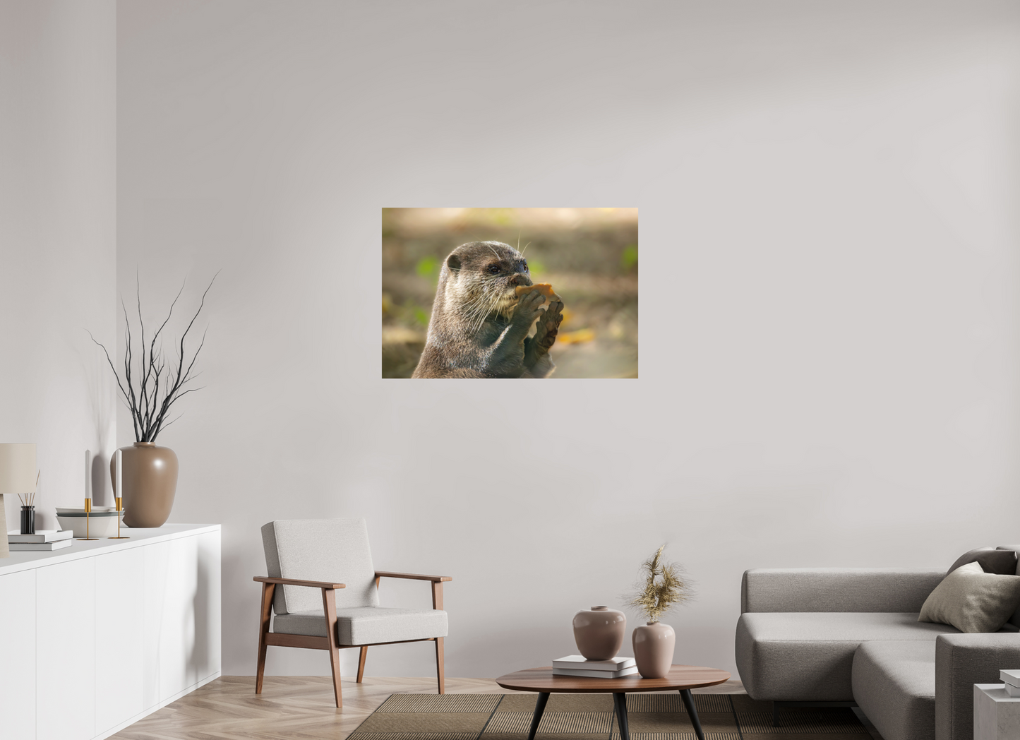 105 x 70 cm, Textured Matte otter with rock